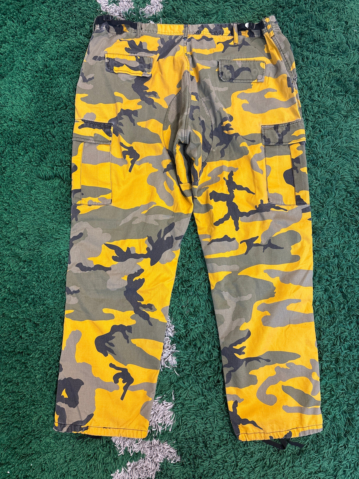 vintage yellow camo pants