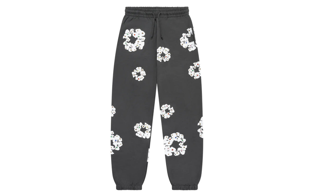 Denim Tears Rhinestone Cotton Wreath Sweatpants Vintage Black