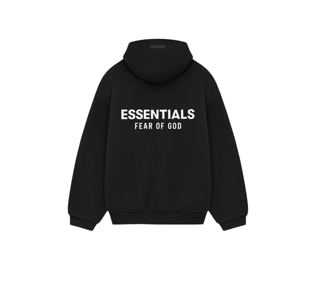 Fear Of God Essentials Fleece Hoodie Black White