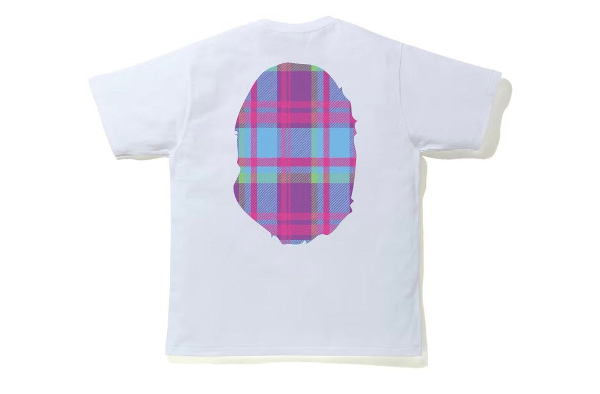 Bape Check Big Ape Head Tee White Multi