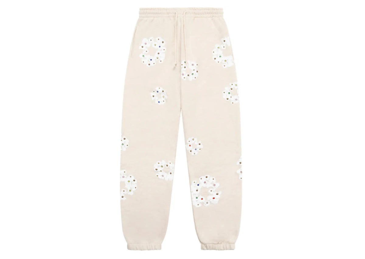 Denim Tears Rhinestone Cotton Wreath Sweatpants Oatmeal