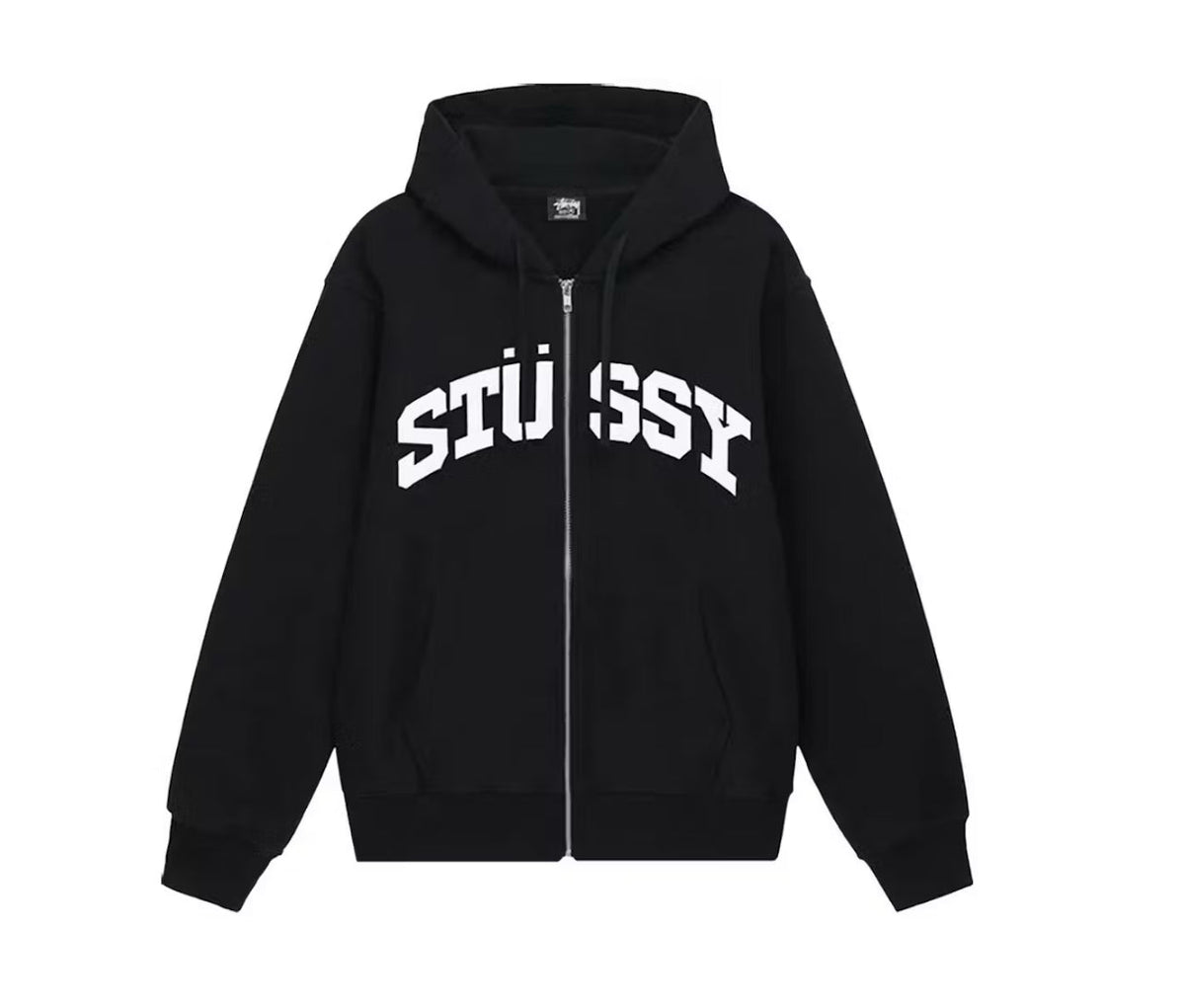 Stussy Block Sport Zip Up Hoodie Black