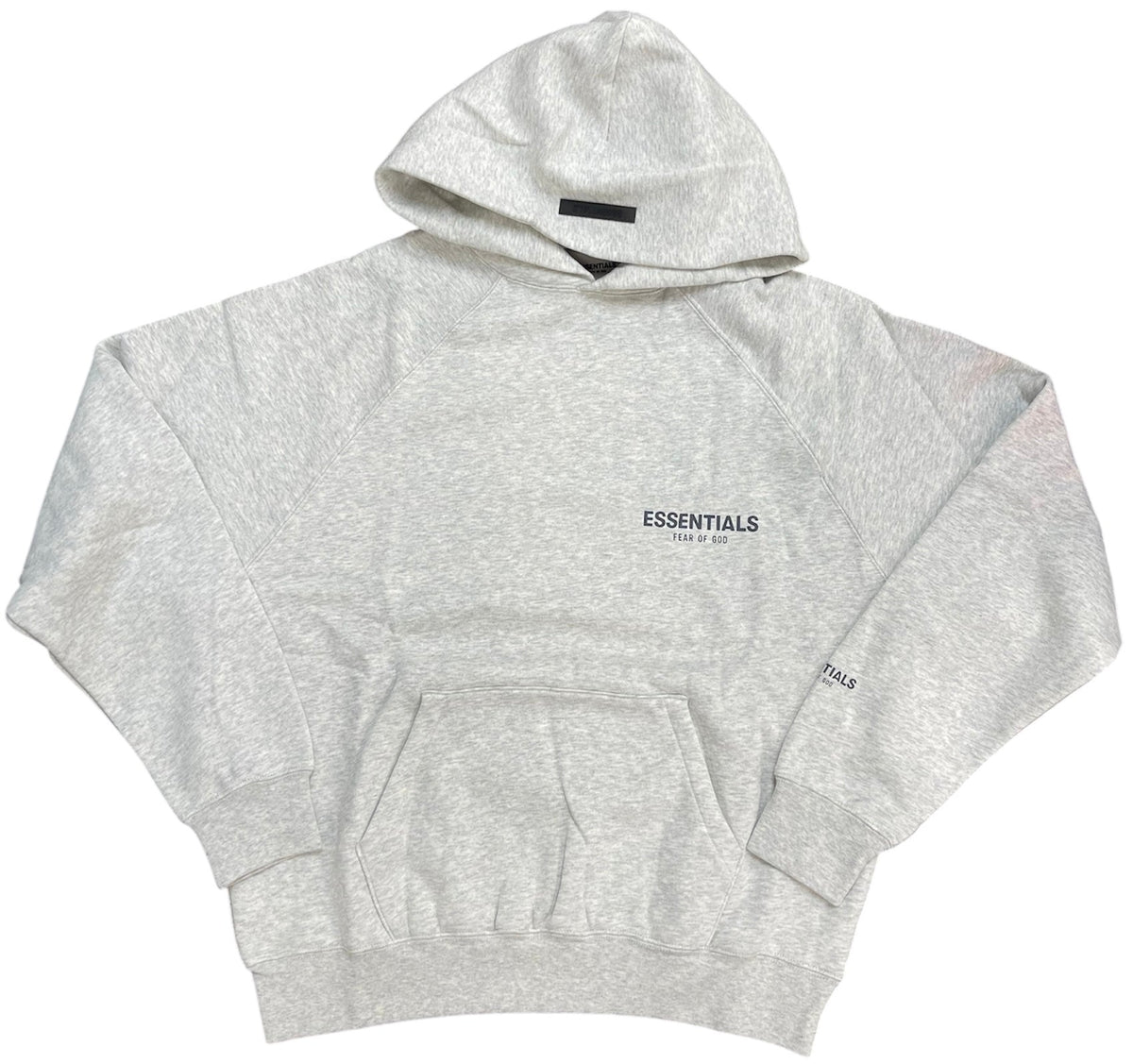 Fear of God Essentials Chest Logo Hoodie Light Heather Oatmeal