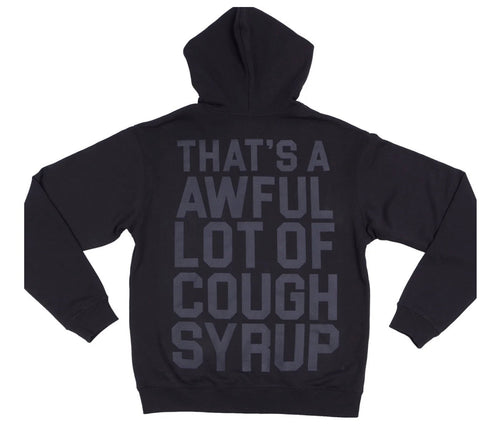 Awful Lot of Cough Syrup Black Tonal Classic Hoodie Black