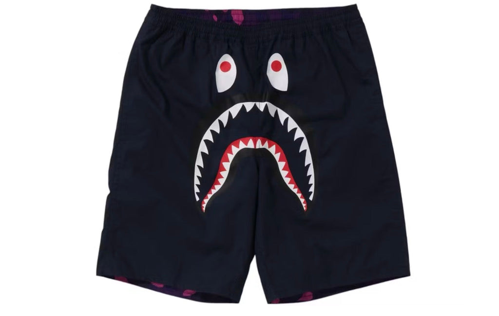 Bape Color Camo Shark Reversible Shorts Purple Navy