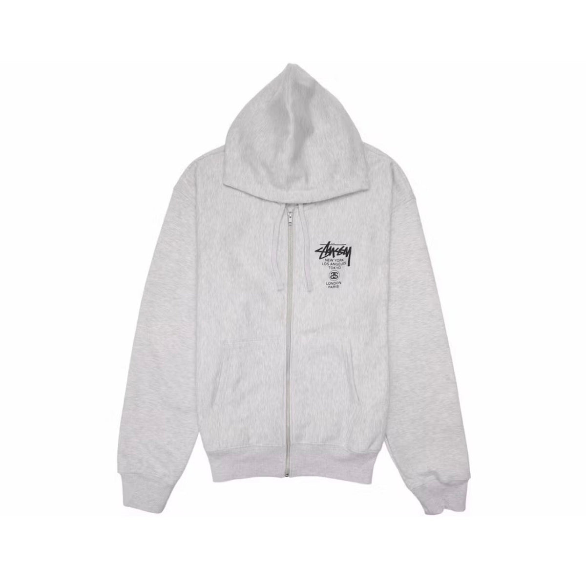 Stussy World Tour Zip Hoodie Ash Heather