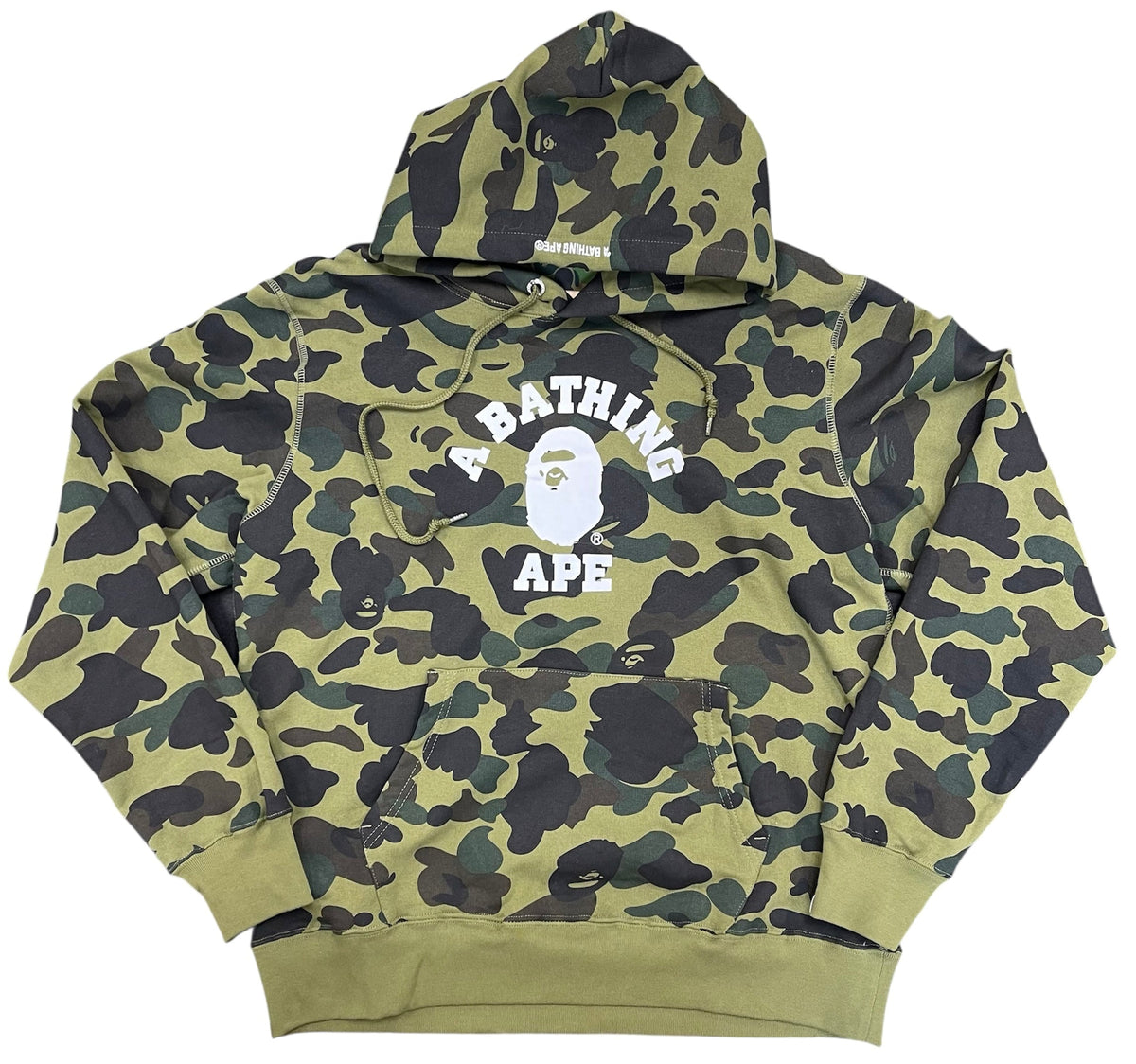 Bape 1st Camo College Pullover Hoodie Green