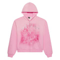Sp5der Worldwide OG Web V2 Spray Zip Hoodie Pink