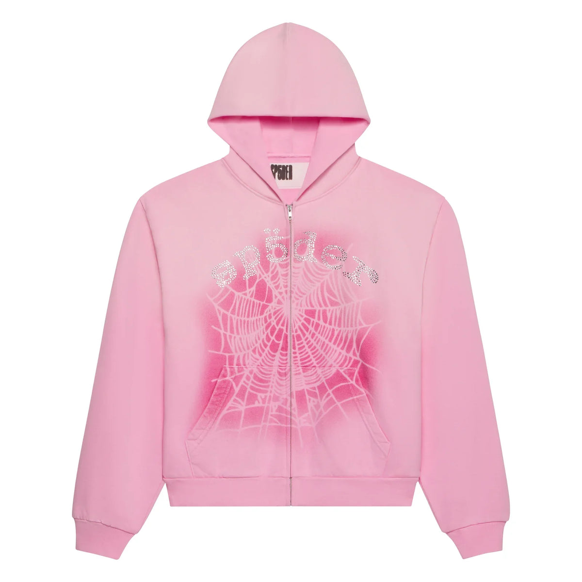 Sp5der Worldwide OG Web V2 Spray Zip Hoodie Pink