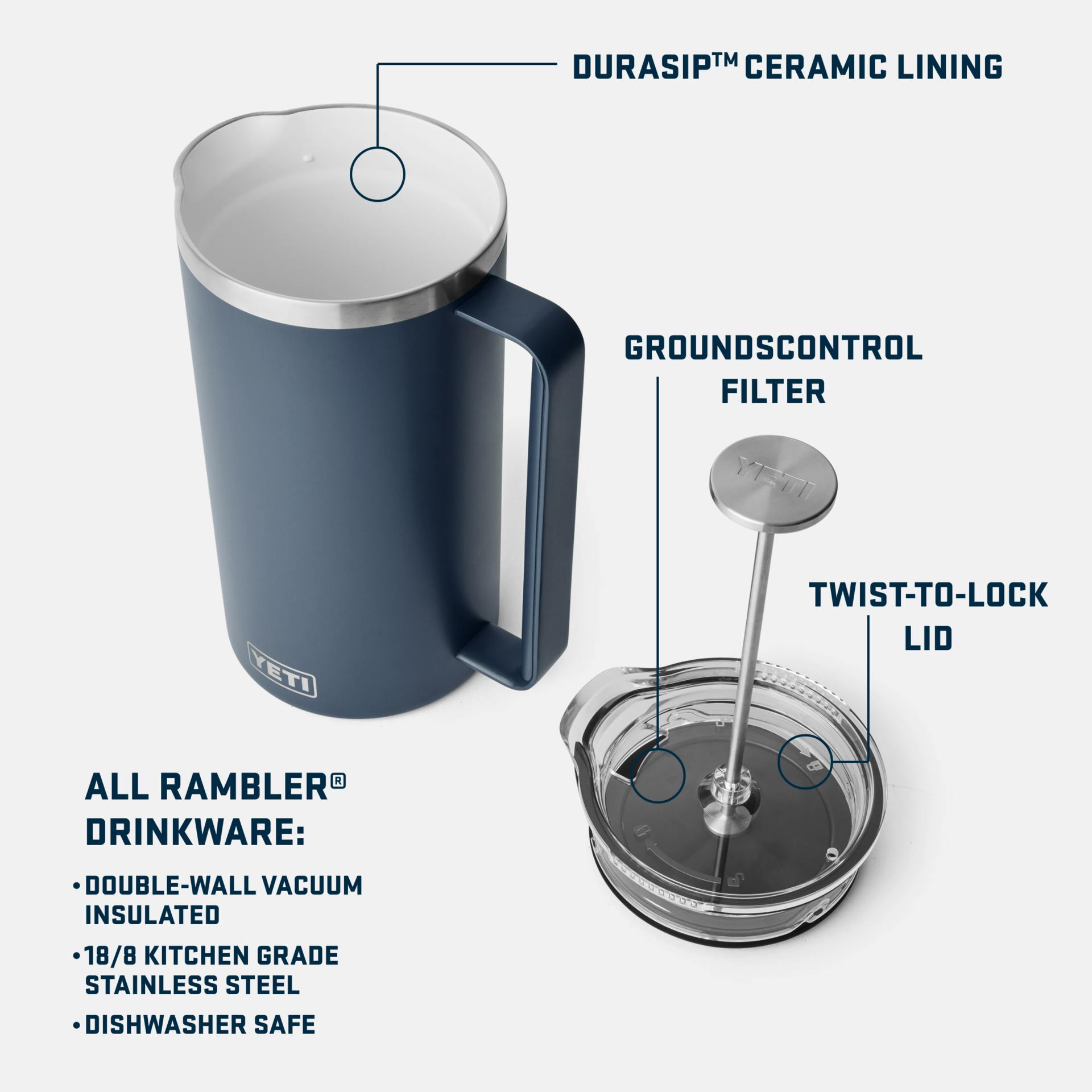 Rambler 64 oz French Press - Preferred Pickx2